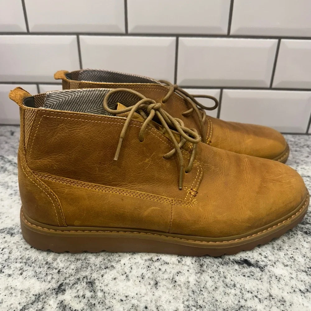 Reef Mens 12 Voyage Boot LE Chukka Tan Leather Lace Up CI8714 Rugged Casual